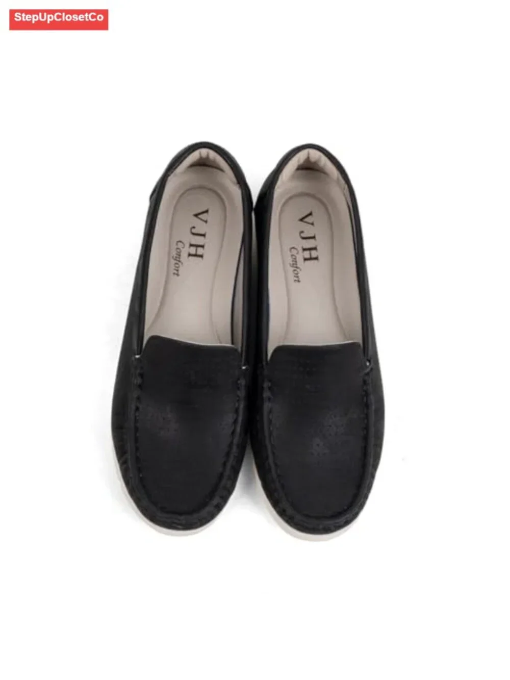 Women's Perforated Faux Leather Loafers - Lightweight Breathable Slip-On